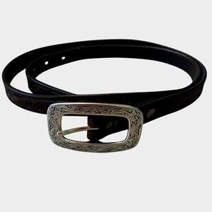 Ariat Men XL Leather Belt Tooled Brown A1515602 Western Silver Buckle